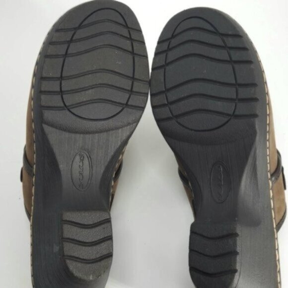 Solos 8M, 2.5" Heel Carmella Brown Leather Slip-on Round Toe Wedge Clogs - Picture 4 of 7